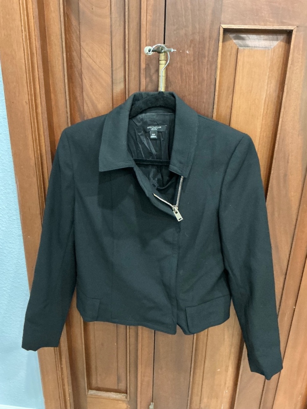 Ann Taylor: Black Zip Moto Blazer Jacket